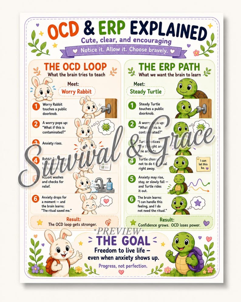 OCD & ERP Explained Printable Poster for Kids, Cute Mental Health ...