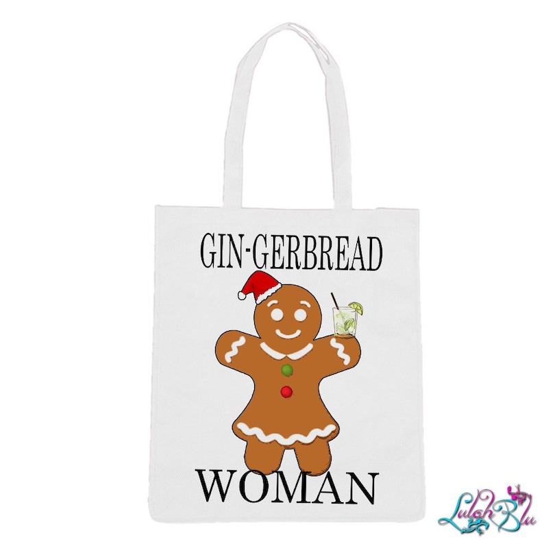 Funny Christmas Gin Bags GIN LOVER Secret Santa GiftsChristmas Gift Xmas Xmas Gin-gerbread Woman Tote Shopper BAG