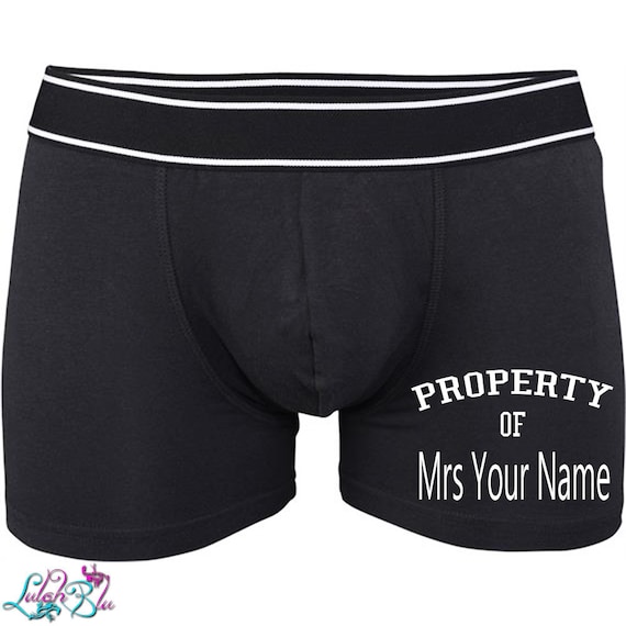 Men/'s Personalised Boxers Shorts Funny Property Of Mrs Novelty Underwear Cotton