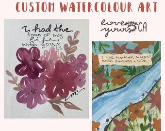 custom watercolour painting, with quote