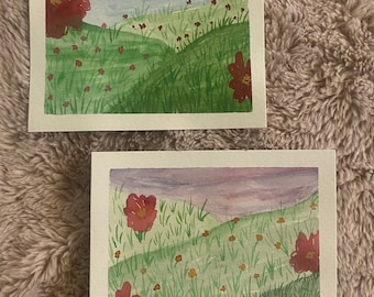 Nature watercolour painting, postcard set of 2, #2