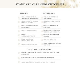 Printable PDF Cleaning Checklist for Homeowners, Renters, Landlords and Cleaning Businesses.