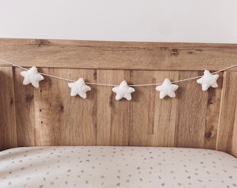 Handmade Star Bunting Garland – Neutral Bouclé Nursery Wall Decor – Baby Room, Playroom or Kids Room – Baby Shower Gift Idea