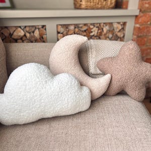 Juego de almohadas Boucle Moon, Cloud & Star - Decoración infantil hecha a mano