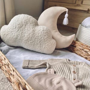 Moon, Star & Cloud Pillow Set: Handmade Nursery Decor