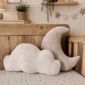 Moon & Cloud Pillows, Nursery Decor, Children’s Playroom, Kids Bed Pillow, Toddlers Bedroom, Baby Shower Gift