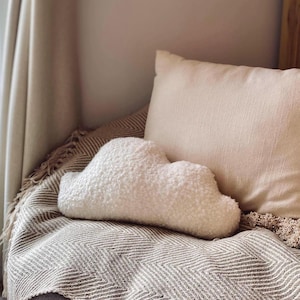 Neutral Cloud Pillow – Bouclé Nursery Decor | Handmade Baby Room, Kids Room or Playroom Decoration | Baby Shower Gift Idea