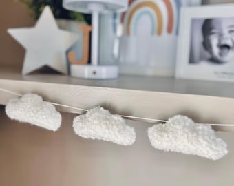 Handmade Cloud Bunting - Playroom garland, nursery decor, baby room wall hanging, baby shower gift, cute nursery room items