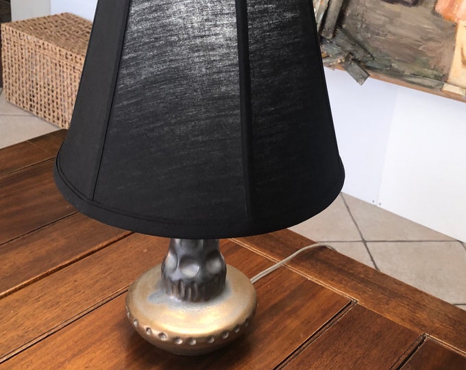 Metalic glazed Lamp with Black fabric Lampshade