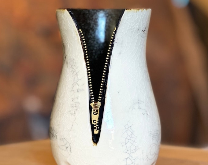 VASE | Handmade Ceramic white  Zipper Vase