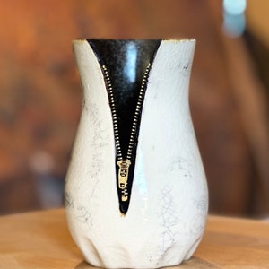 VASE | Handmade Ceramic white  Zipper Vase