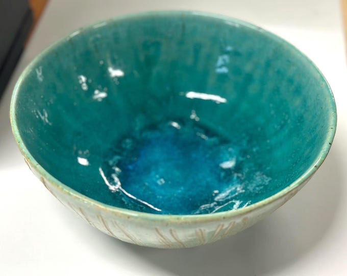 Teal ceramic serving Bowl