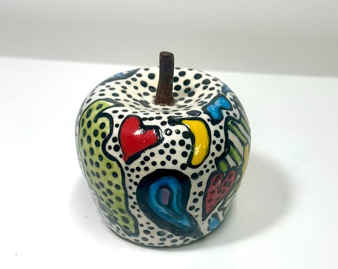 Ceramic Apple| Graffiti Glaze design
