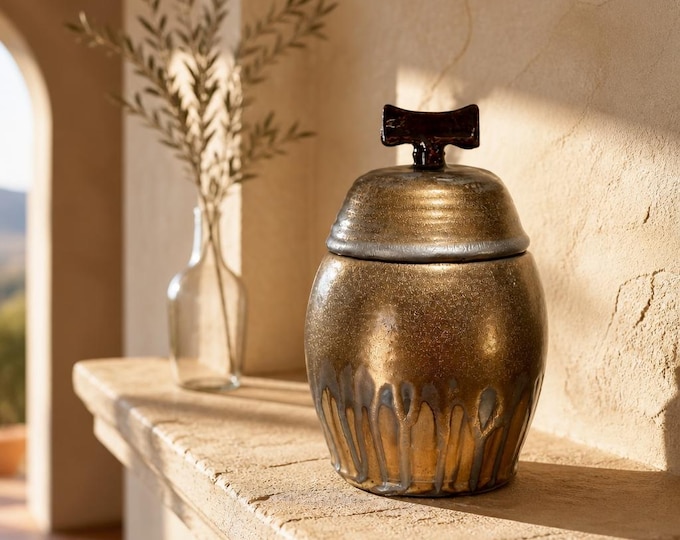 Gold ceramic Urn