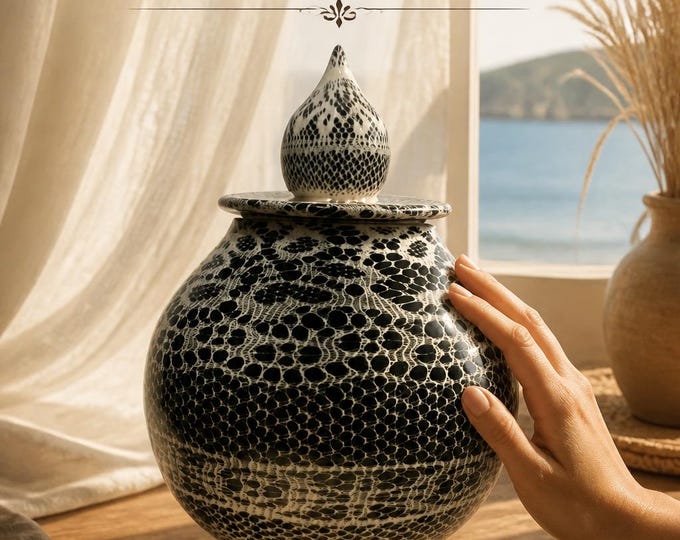 Obsidian Filigree Jar|Home Decor |lidded Jar