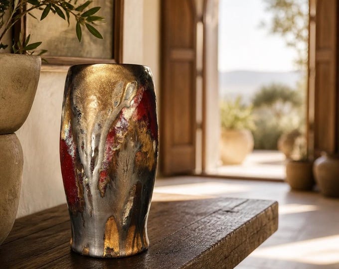Red/Gold VASE | Handmade Vase | HOME ACCENTS