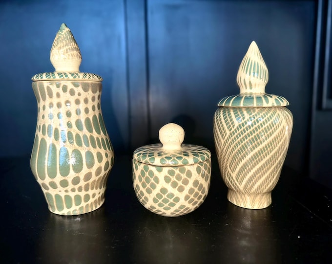 Decorative Ceramic Jar with abstract glaze pattern