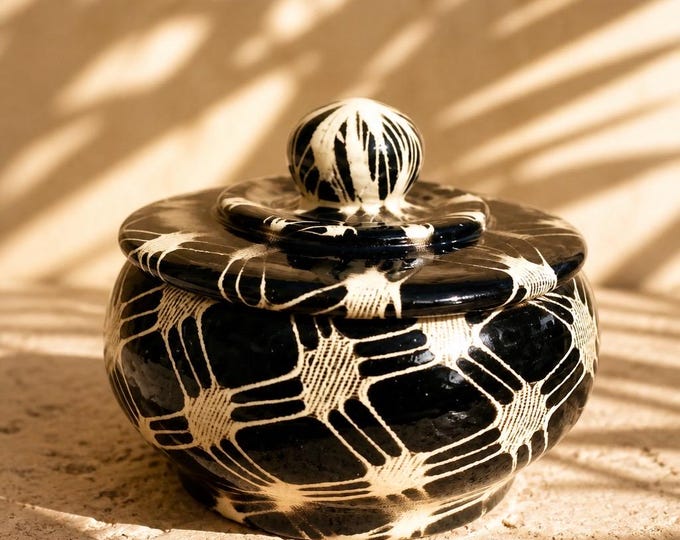 Ceramic accent container with lid/ HOME DECOR