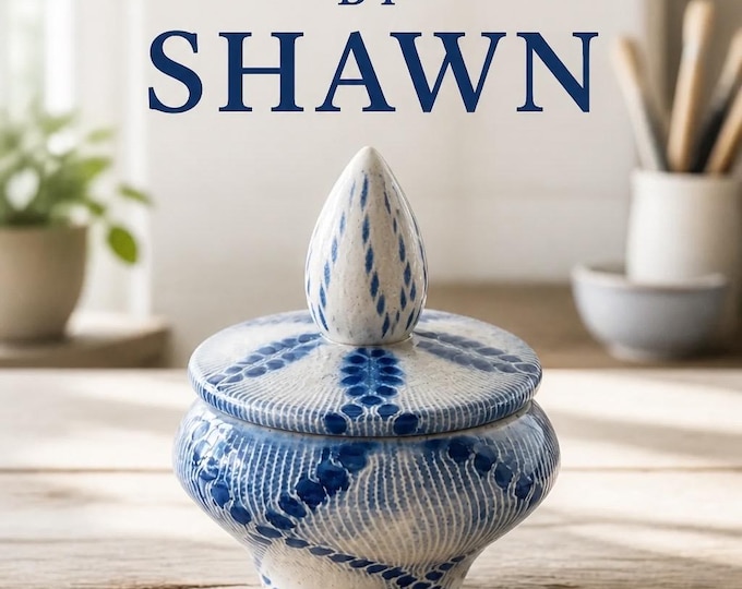 Blue and natural Ceramic container|Home Decor