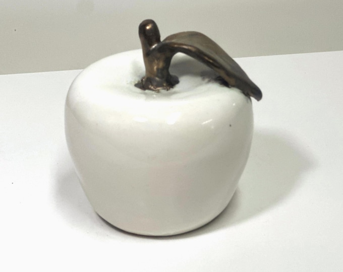 White glazed Apple | Ceramic art | Home Accents
