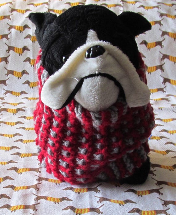 14 Knit Dog Scarf in Scarlet and Gray Etsy
