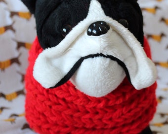 13' Chunky Dog Snood/Scarf Knit in Bright Red