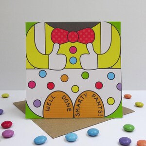 Tarjeta de felicitación de Smarty Pants: tarjeta con cara, divertida, bien hecho, examen, graduación, promoción