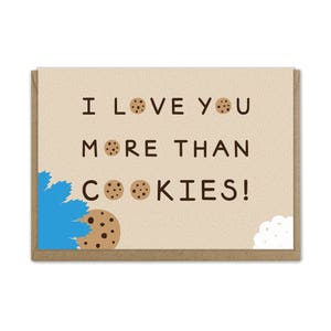 Ich liebe dich mehr als Kekse Grußkarte - witzig, Kekse, Keksmonster