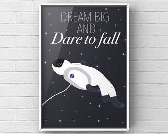 Dream Big and Dare to Fall | Printable Wall Art | Boys Room | Space Print | Astronaut