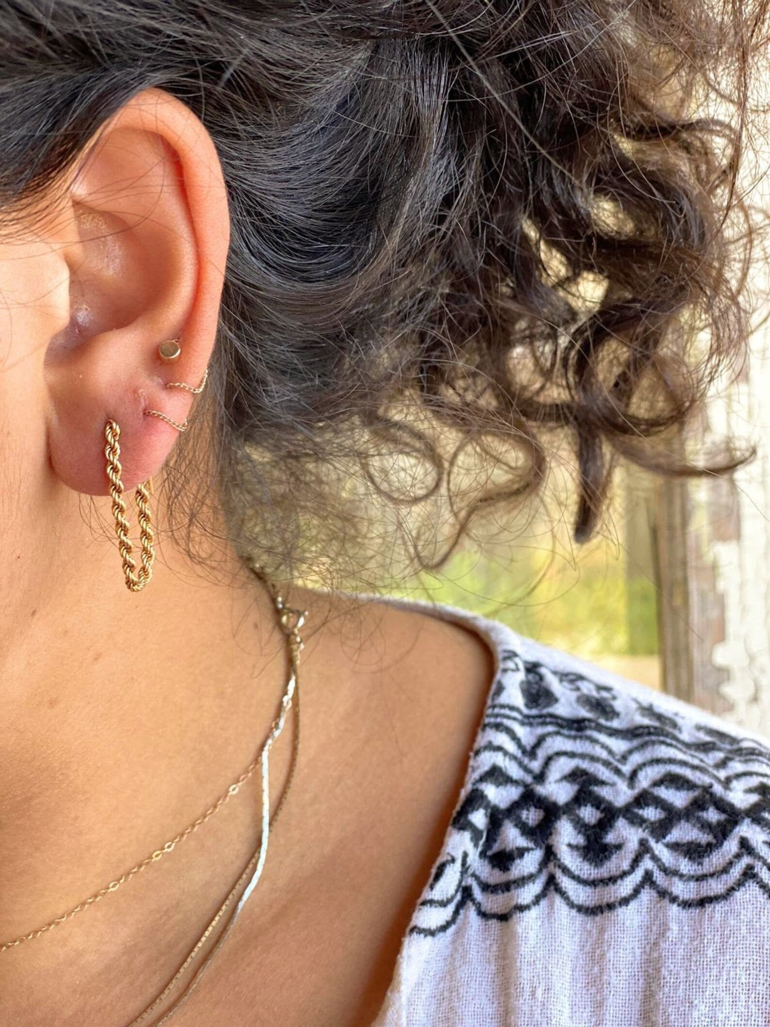 Vintage 14k Yellow Gold Rope Chain Earrings Etsy