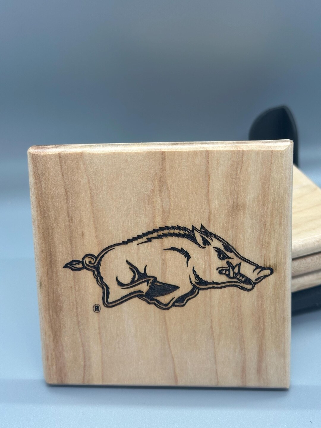 Licensed Arkansas Razorbacks Logo!! 4 Pack of Natural Wood Coasters ...