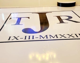 Custom Dance floor wrap 10ft by 10ft, black and white wedding dance floor wrap