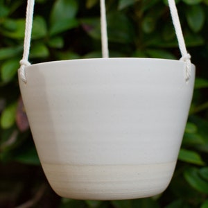 Large Handcrafted Ceramic Hanging Succulent Pot - White Planter with Drainage Holes - Indoor/Outdoor Flower Pot - Artisan-Made in Oregon
