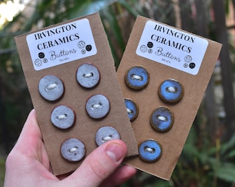 Handmade Ceramic Clay Buttons - Set of 6 - Handcrafted in Oregon - Knitting Accessories, Perfect for Adding Charm to Your Creations- Plain