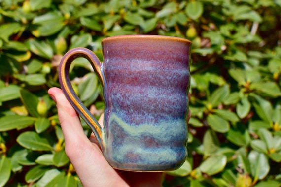 Handmade Spiral Ceramic Mug Dishwasher Safe Microwave Safe 14-16