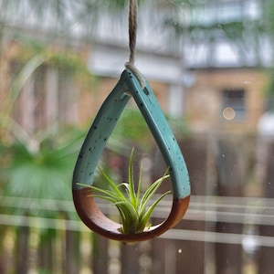 Ceramic Air Plant Holder - Handmade from Speckled Recycled Clay - Small Air Plant Hanger - Air Plant Hanging Display Made in Oregon
