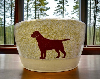 Handmade Ceramic Dog Bowl: Large, Functional, and Stylish - Handmade in Oregon with Black Lab Decal Design - Microwave & Dishwasher Safe