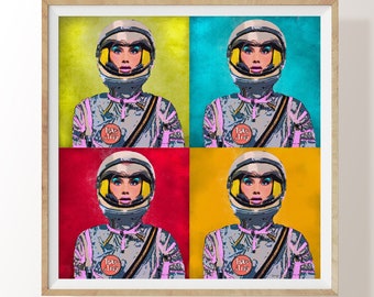 Space Girl | Astronaut | Urban Art Poster | Space Poster | Feminist Print | Mid Century Print