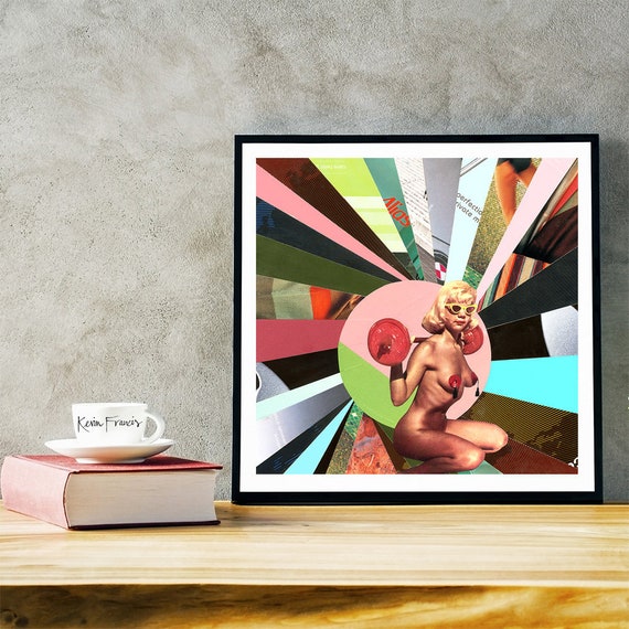 Fun Wall Art Vintage Wall Art Pop Art Collage Art Retro Wall Art Unique Wall Art 1960s Wall Art Home Decor Art Housewarming Gift