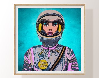 Space Print | Astronaut Space Girl Print | Outer Space Art | Astronaut Poster | Feminist Print | Vintage Space Print | Pop Art Fashion | POP