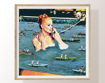 Venice Vintage Wall Art Prints 1960's Vintage Wall Art Hanging Art Print 1970 Vintage Woman Decor Valentine Art Collage Art Kitchen wall art