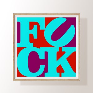 Joder es una palabra de cuatro letras / Joder arte de la pared / Arte de la pared feminista / Decoración MinimalWall / Cartel de amor / Arte vintage retro