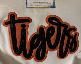 Double Stack Glitter Crewneck or T-Shirt | Custom Embroidered Team Spirit Sweatshirt | School & Sports Apparel