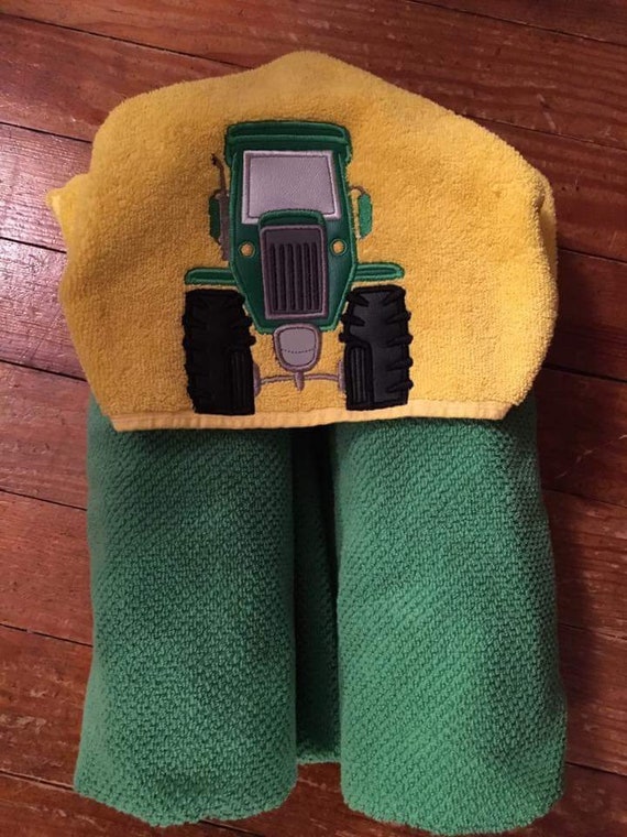 John Deere Tractor Inspired Hooded Towel Etsy