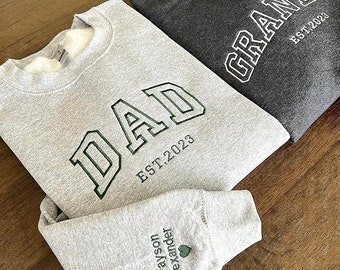 Sudadera bordada personalizada, regalo del Día del Padre, nombre en la manga