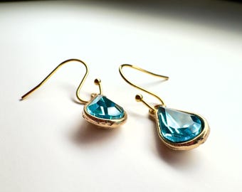 Handmade Teal Teardrop Dangle Earrings | Lightweight French Hooks