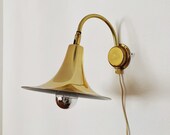 golden Mid Century Modern adjustable arc wall lamp 1960s