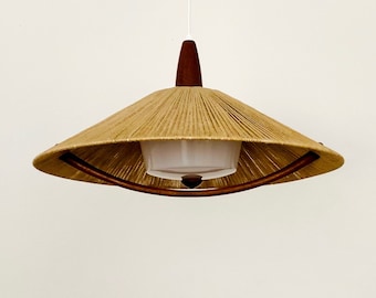 Sisal and Teak Pendant Lamp by Temde | 1960s