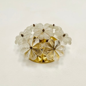 Floral Mid-Century Modern Crystal Glass Wall Lamp by Ernst Palme | 1960s