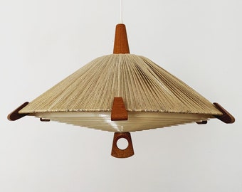 Sisal and Teak Pendant Lamp by Temde | 1960s